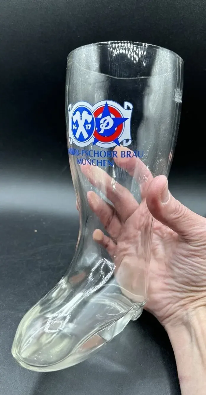 Vtg Boot Shaped Pilsner Beer Glass HACKER-PSCHORR Brau Bier Munchen GERMANY -S1R